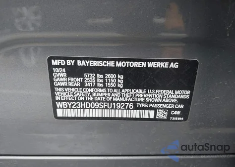 2025 BMW I4 Gran Coupe Edrive40 z USA, uszkodzony, nr VIN WBY23HD09SFU19276